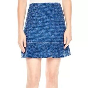 SANDRO Glenn Flutter-Hem Tweed Skirt blue